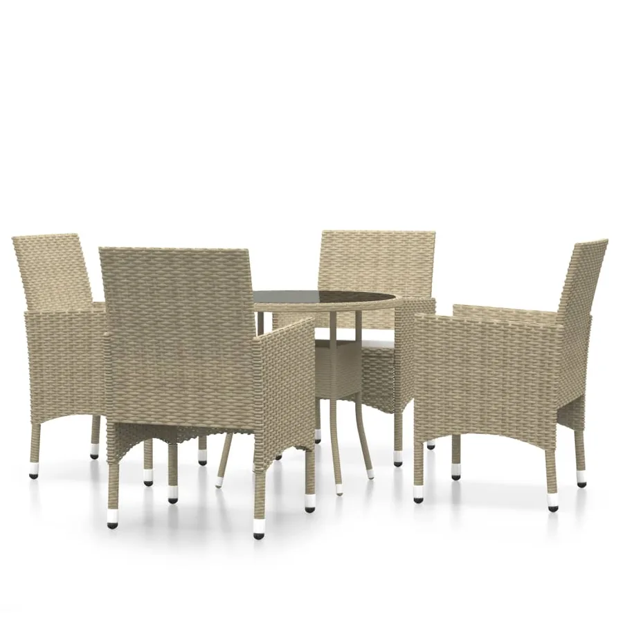Ensemble à manger de jardin 5 pcs Résine tressée Beige - 2