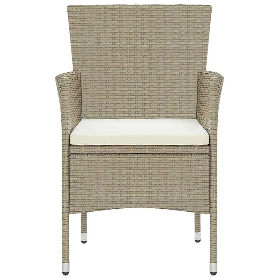 Ensemble à manger de jardin 5 pcs Résine tressée Beige - 4