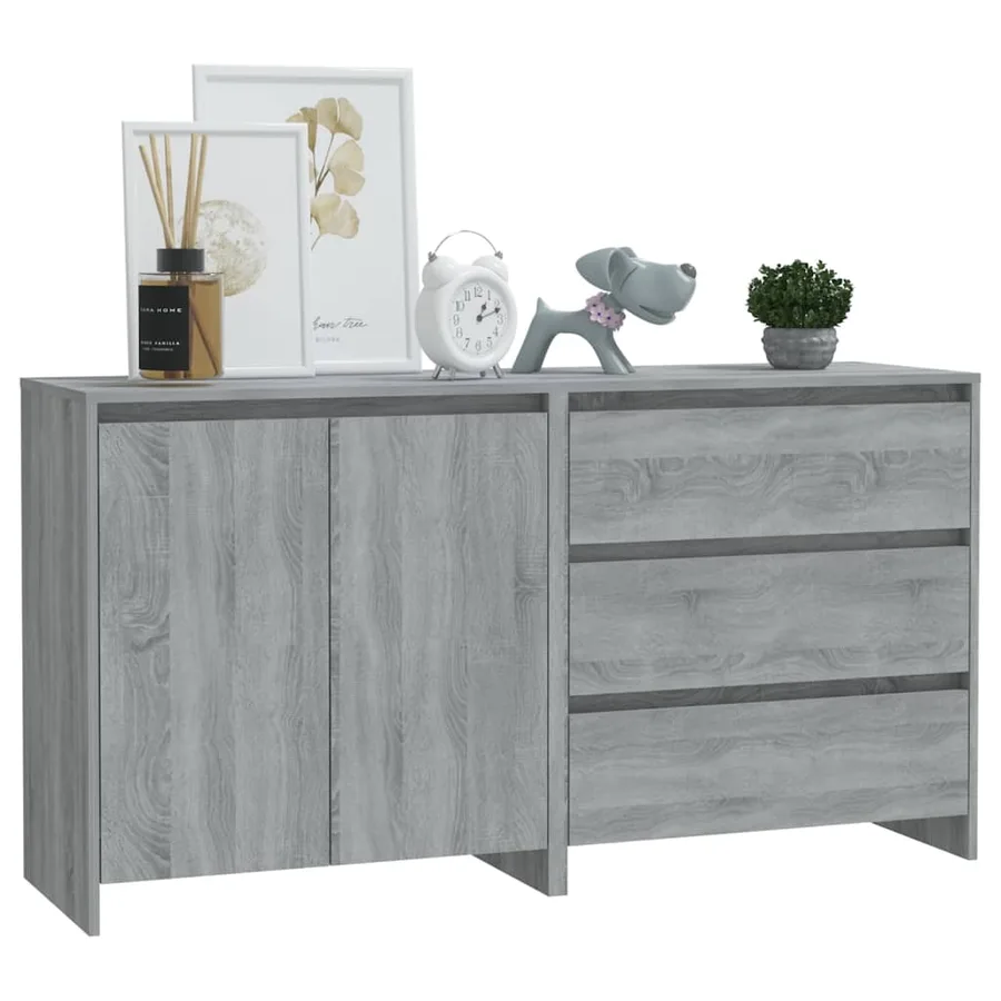 Buffets 2 pcs Sonoma gris Bois d'ingénierie - 3