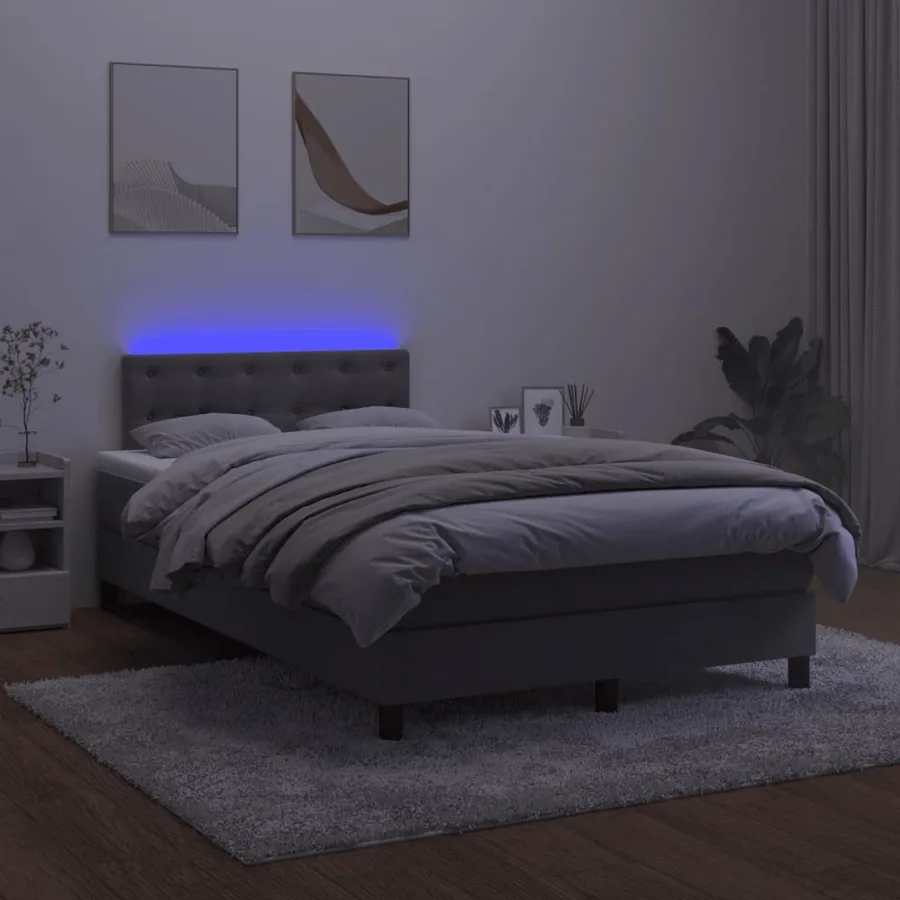 Sommier à lattes de lit avec matelas LED Gris foncé 120x200 cm - 4