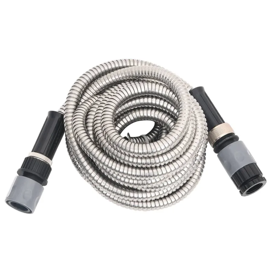 Tuyau d'arrosage buse de pulvérisation argenté 0,6" 22,5 m inox - 3