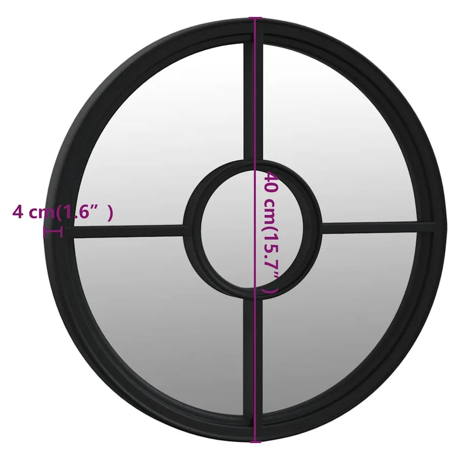 Miroir de jardin Noir 40x4 cm Fer Rond utilisation extérieure - 6