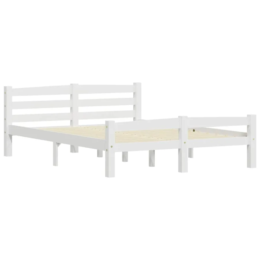 Cadre de lit sans matelas blanc bois de pin massif 140x200 cm - 3