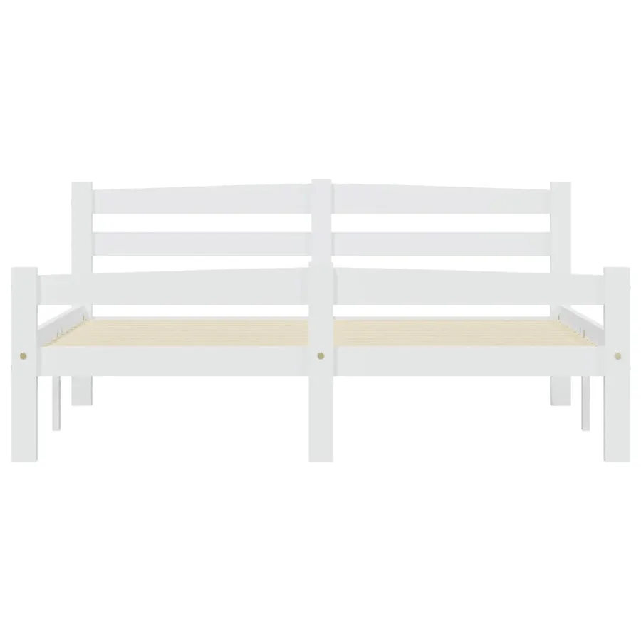 Cadre de lit sans matelas blanc bois de pin massif 140x200 cm - 4