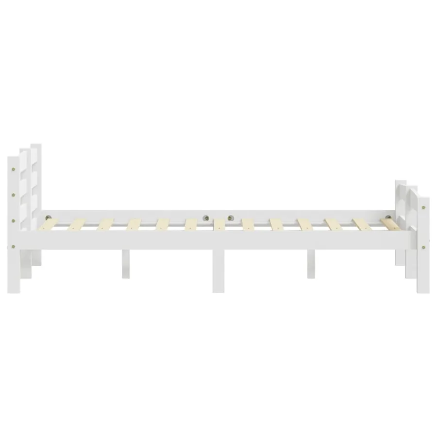 Cadre de lit sans matelas blanc bois de pin massif 140x200 cm - 5