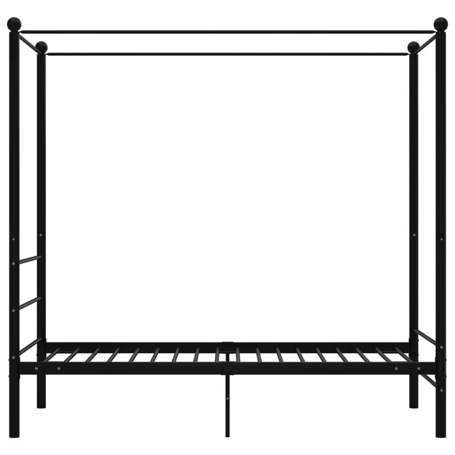Cadre de lit à baldaquin sans matelas noir métal 100x200 cm - 3