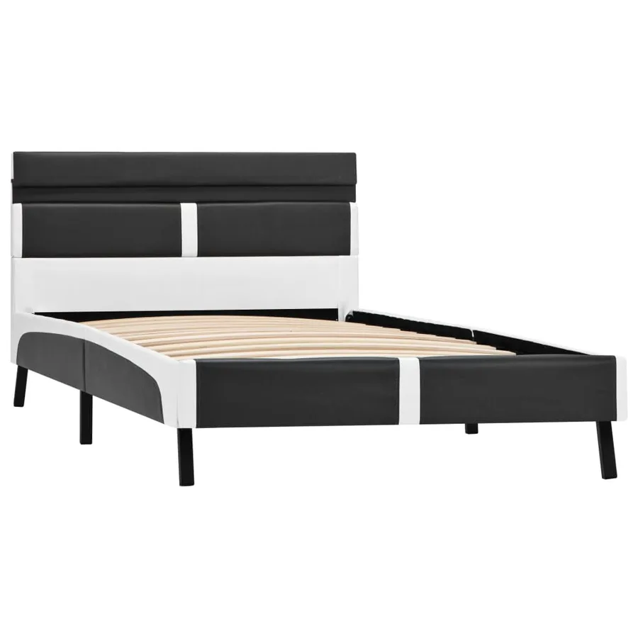 Cadre de lit avec LED sans matelas gris similicuir 90x200 cm - 4
