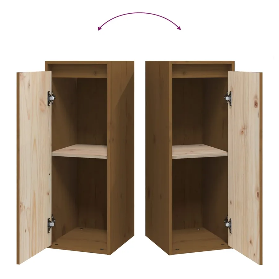 Armoires murales 2pcs Marron miel 30x30x80cm Bois de pin massif - 9