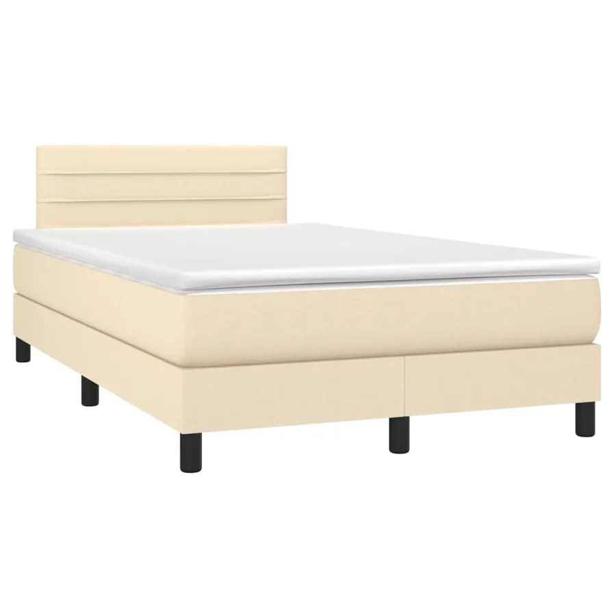 Sommier à lattes de lit avec matelas LED Crème 120x200 cm Tissu - 3