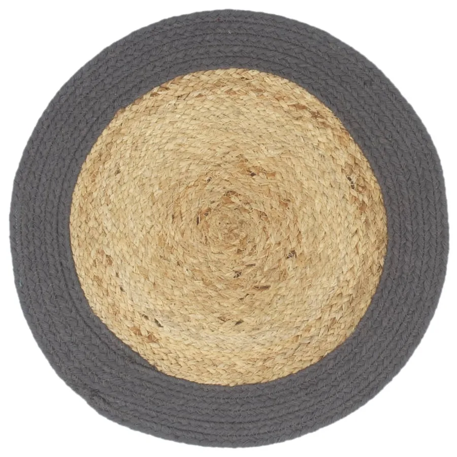 Napperons 4 pcs Naturel et anthracite 38 cm Jute et coton - 2