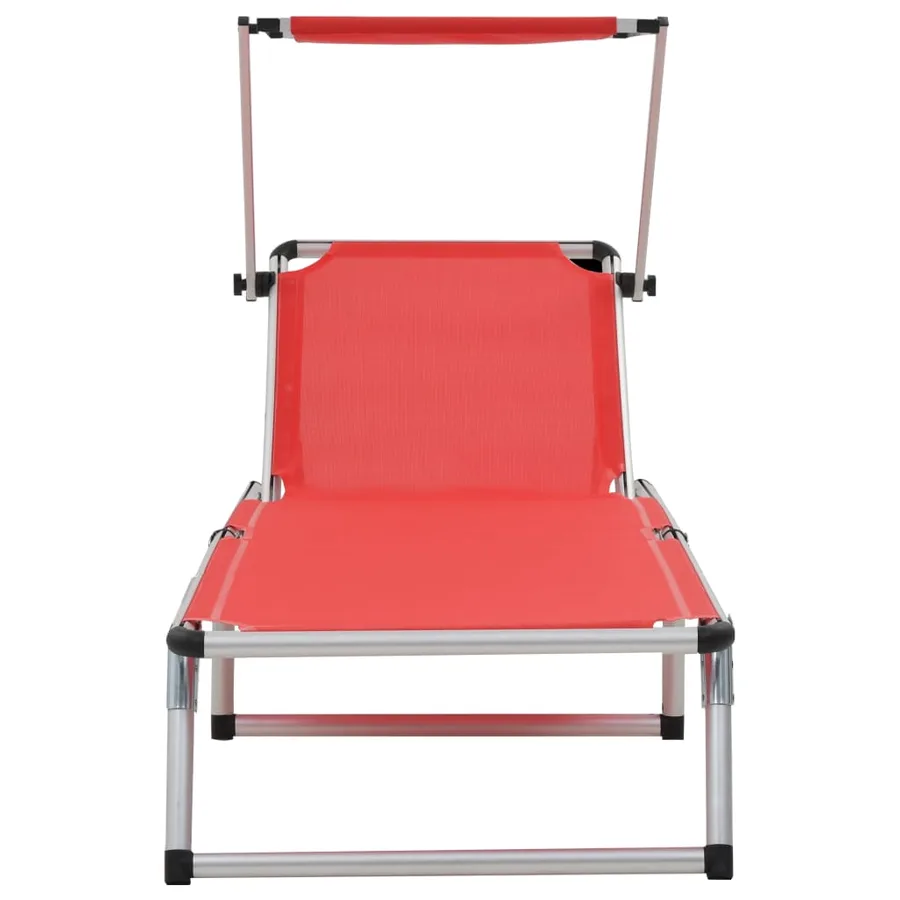 Chaises longues pliables et toit lot de 2 Aluminium textilène - 3