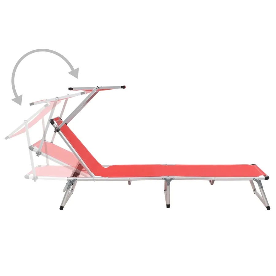 Chaises longues pliables et toit lot de 2 Aluminium textilène - 5
