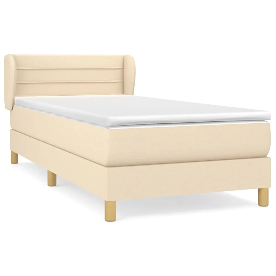 Sommier à lattes de lit avec matelas Crème 100x200 cm Tissu - 2