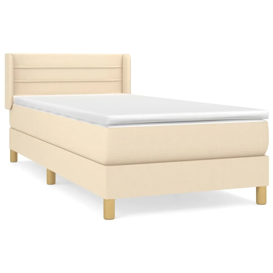 Sommier à lattes de lit avec matelas Crème 100x200 cm Tissu - 2