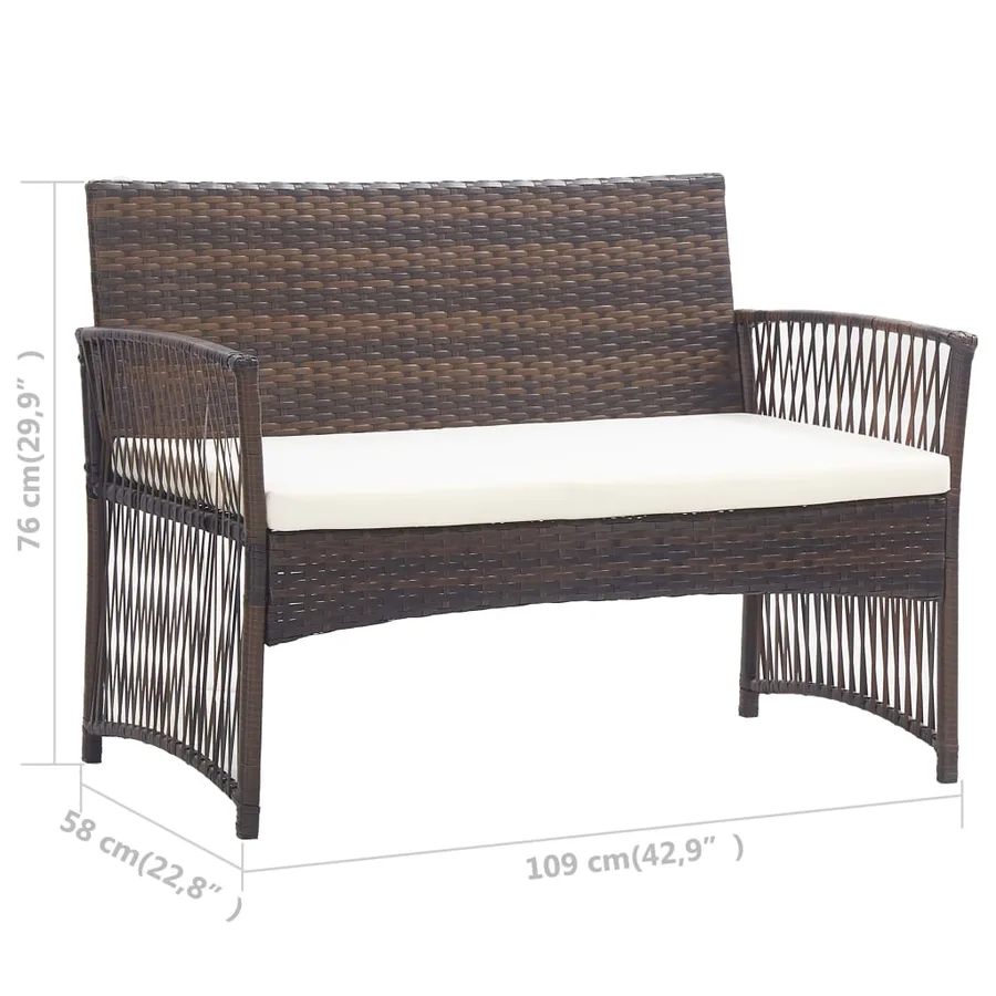 Salon de jardin 4 pcs avec coussin Résine tressée Marron - 17