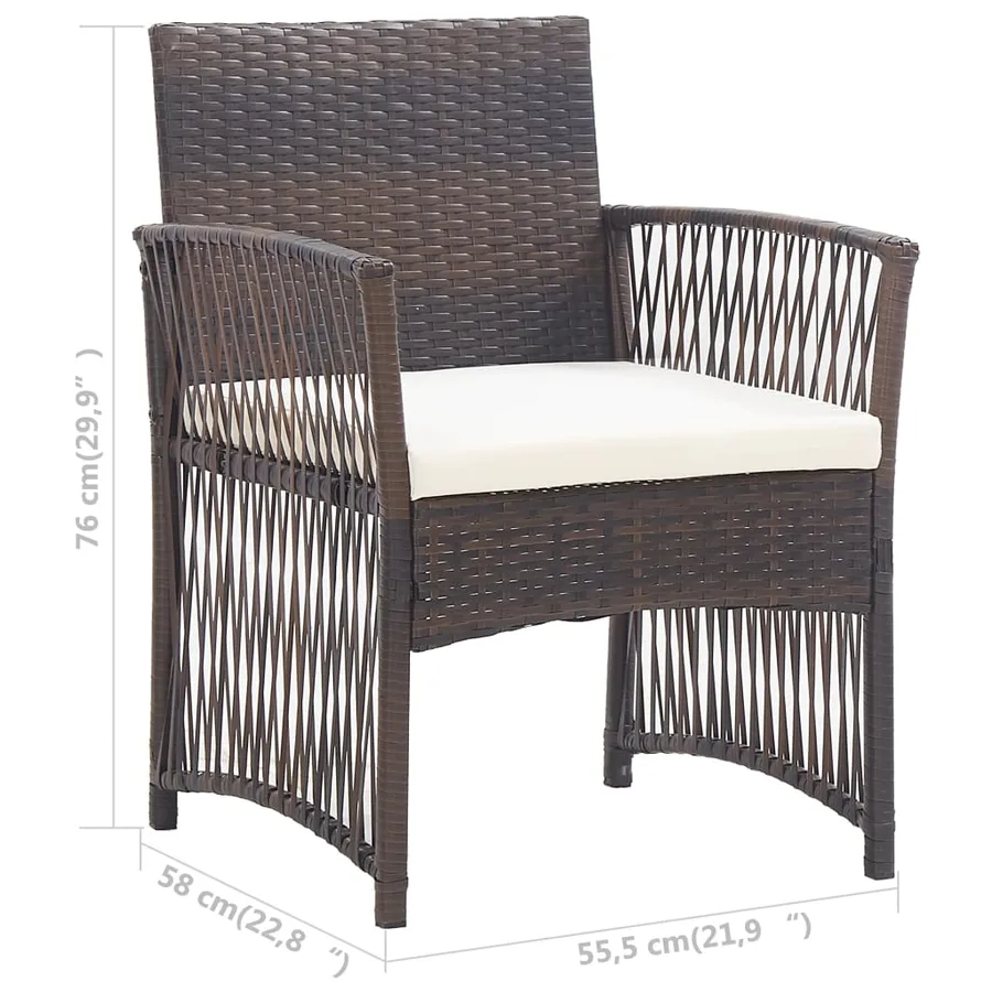 Salon de jardin 4 pcs avec coussin Résine tressée Marron - 18