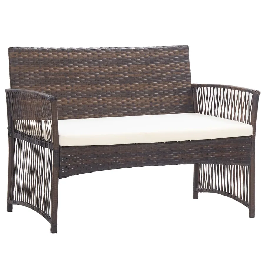 Salon de jardin 4 pcs avec coussin Résine tressée Marron - 8