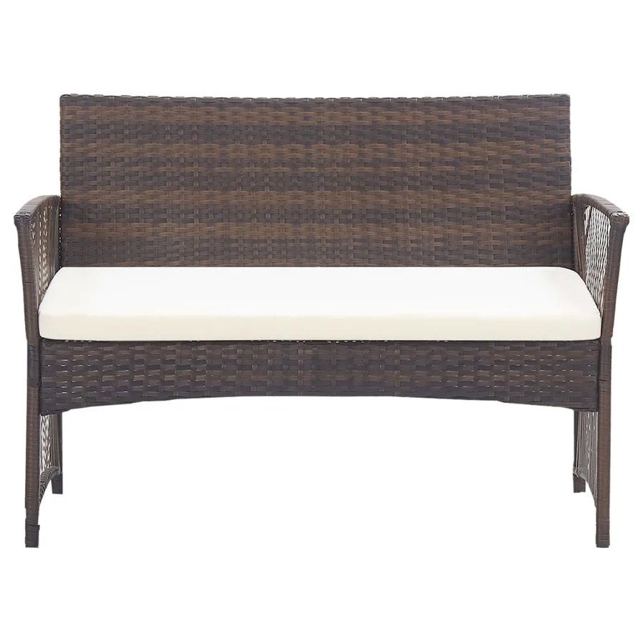 Salon de jardin 4 pcs avec coussin Résine tressée Marron - 9