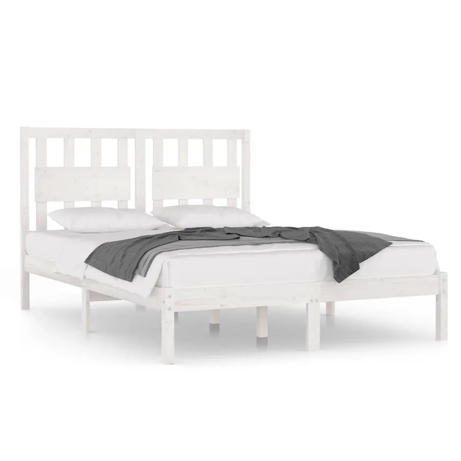 Cadre de lit sans matelas blanc bois massif 120x200 cm - 2