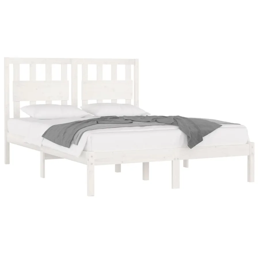 Cadre de lit sans matelas blanc bois massif 120x200 cm - 3