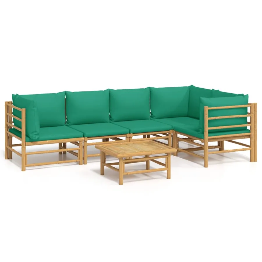 Salon de jardin 6 pcs avec coussins vert bambou - 2