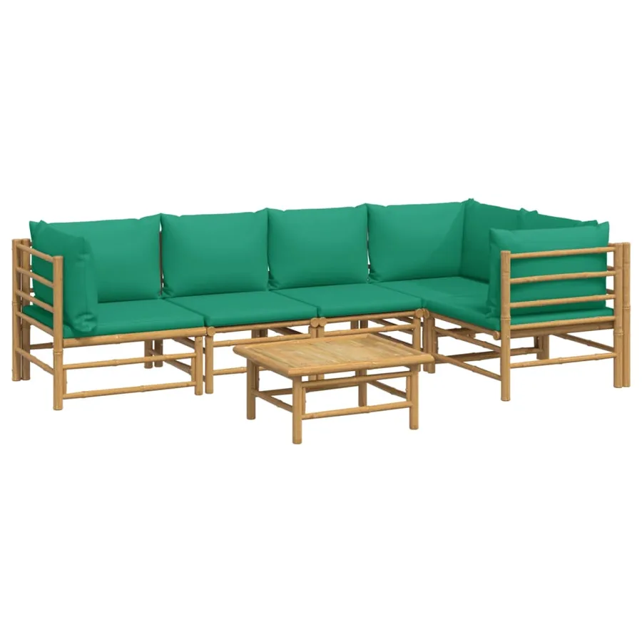 Salon de jardin 6 pcs avec coussins vert bambou - 3