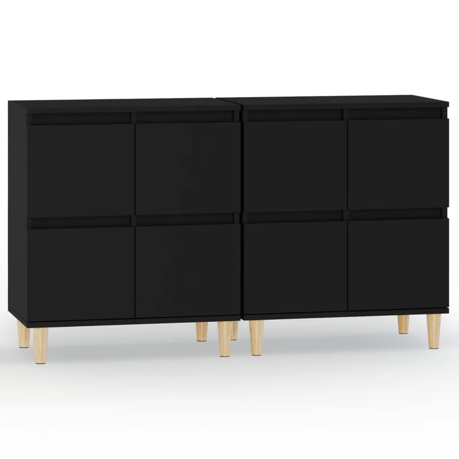 Buffets 2 pcs noir 60x35x70 cm bois d'ingénierie - 2