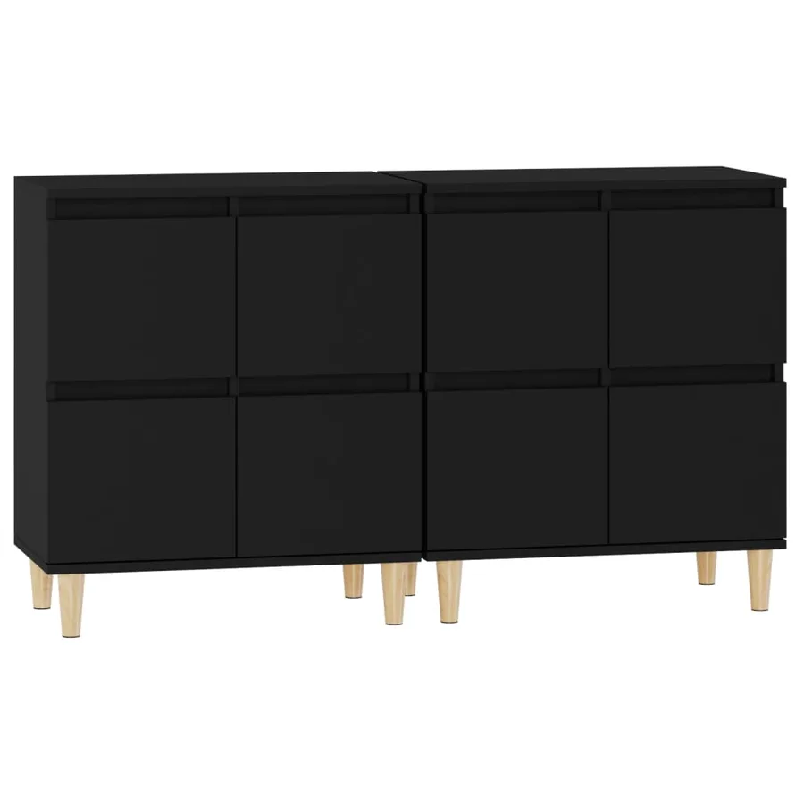Buffets 2 pcs noir 60x35x70 cm bois d'ingénierie - 6