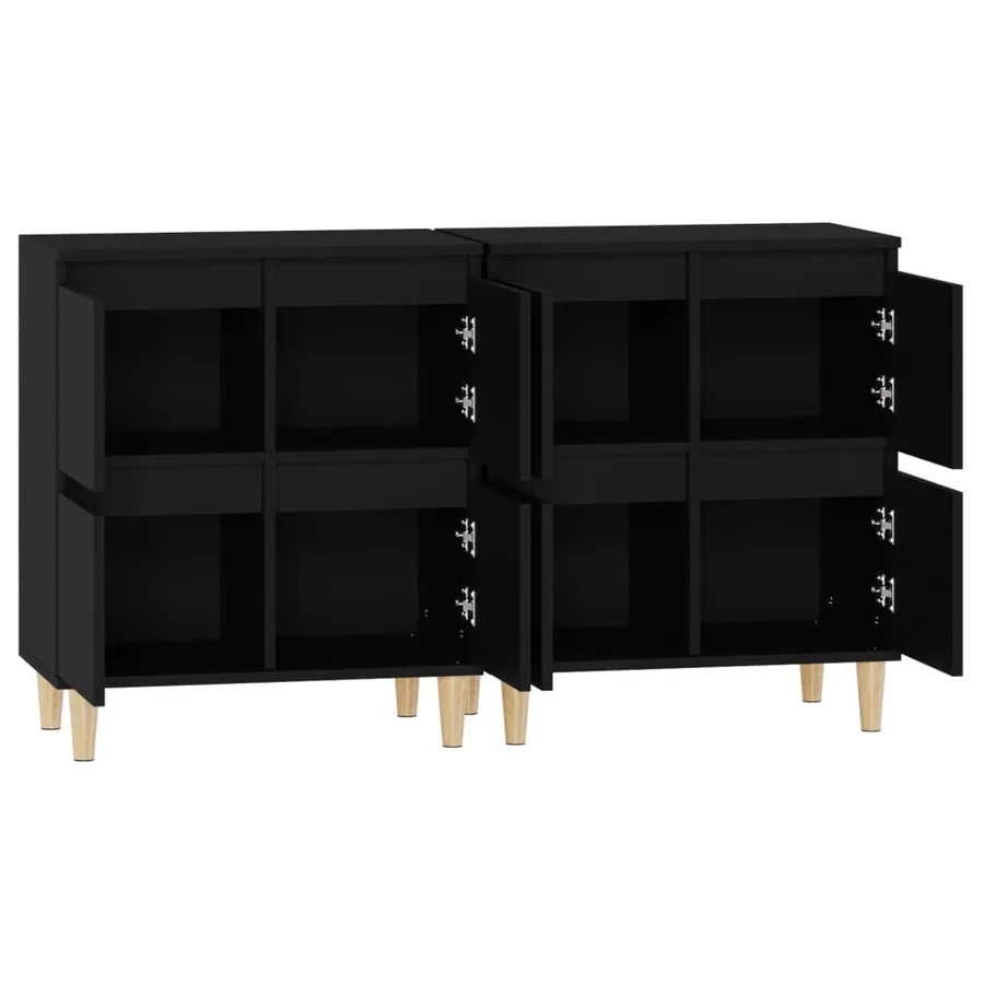 Buffets 2 pcs noir 60x35x70 cm bois d'ingénierie - 7