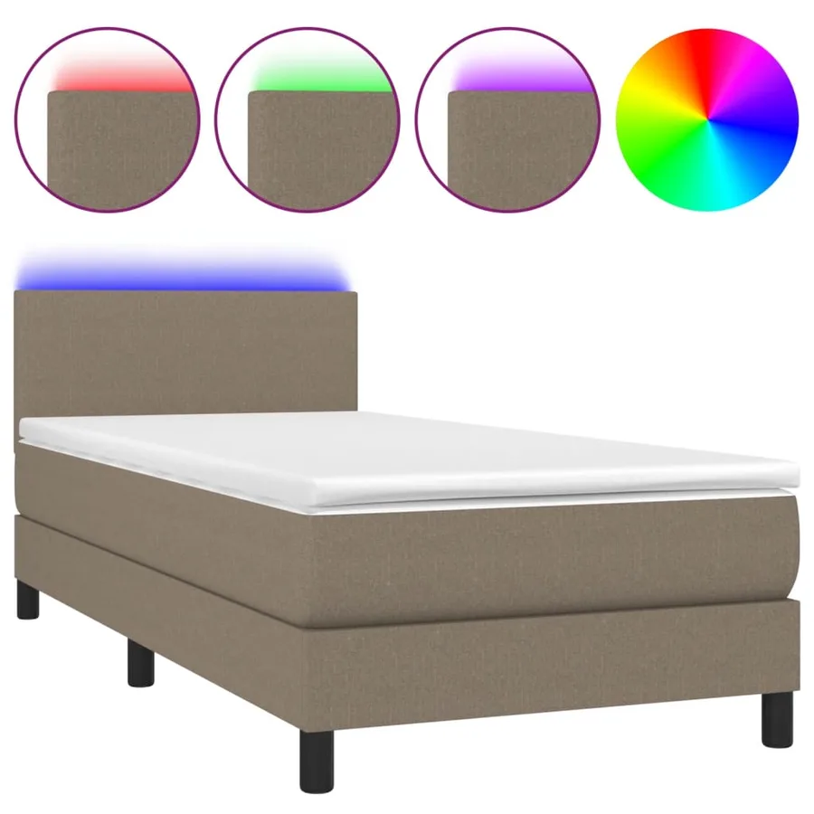 Sommier à lattes de lit avec matelas LED Taupe 80x200cm Tissu - 2
