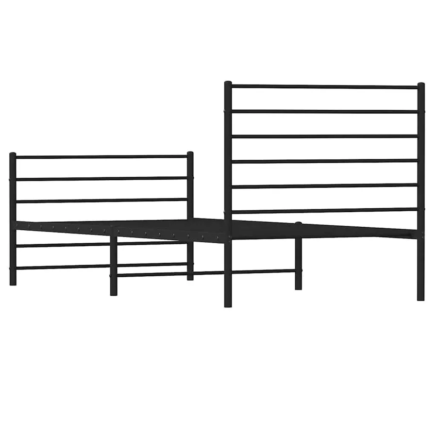 Cadre de lit métal sans matelas avec pied de lit noir 80x200 cm - 8