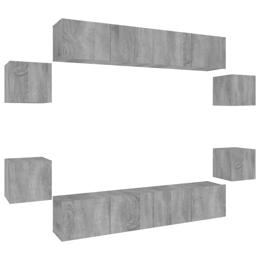 Ensemble de meubles TV 8 pcs Sonoma gris Bois d'ingénierie - 2