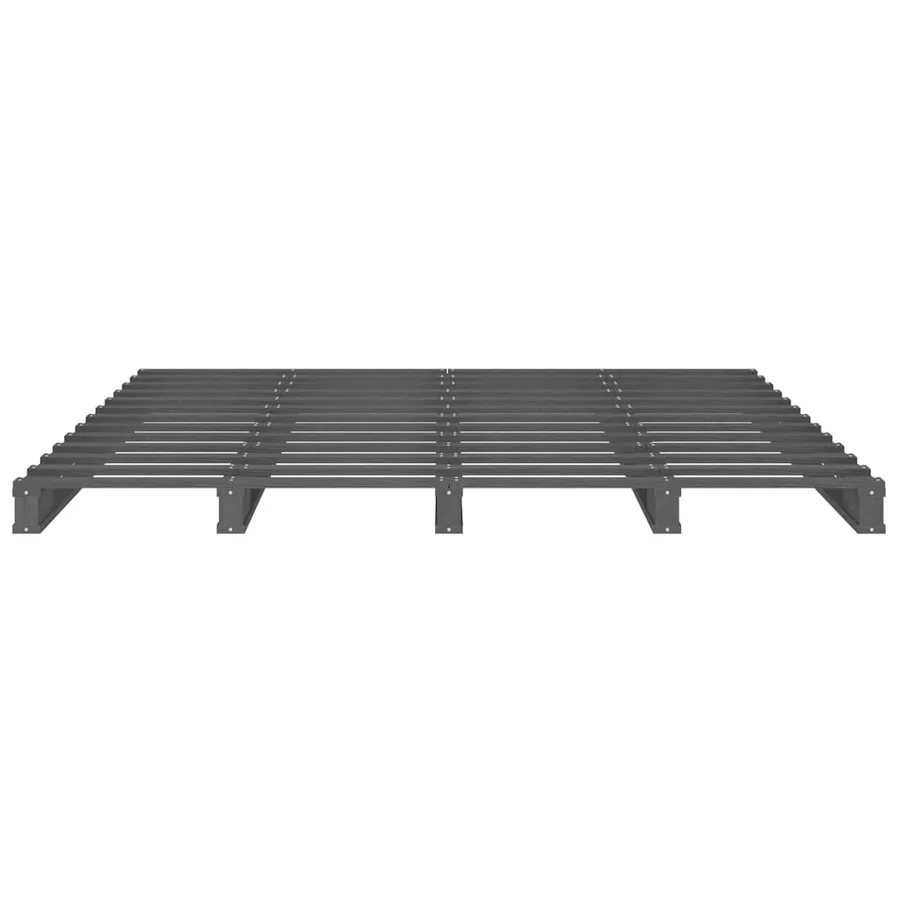 Lit de palette sans matelas gris 200x200 cm bois massif - 5