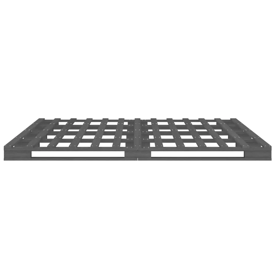 Lit de palette sans matelas gris 200x200 cm bois massif - 6