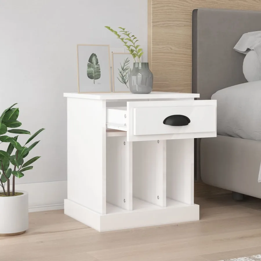 Tables de chevet 2 pcs blanc brillant 43x36x50 cm - 3