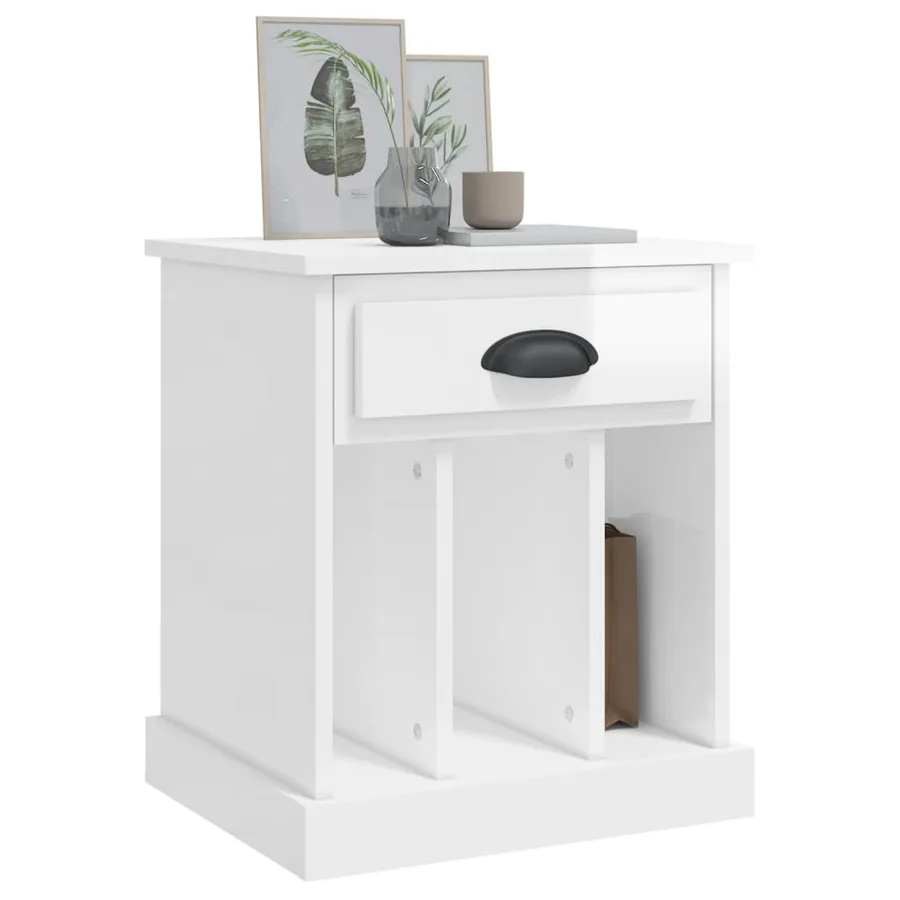 Tables de chevet 2 pcs blanc brillant 43x36x50 cm - 4