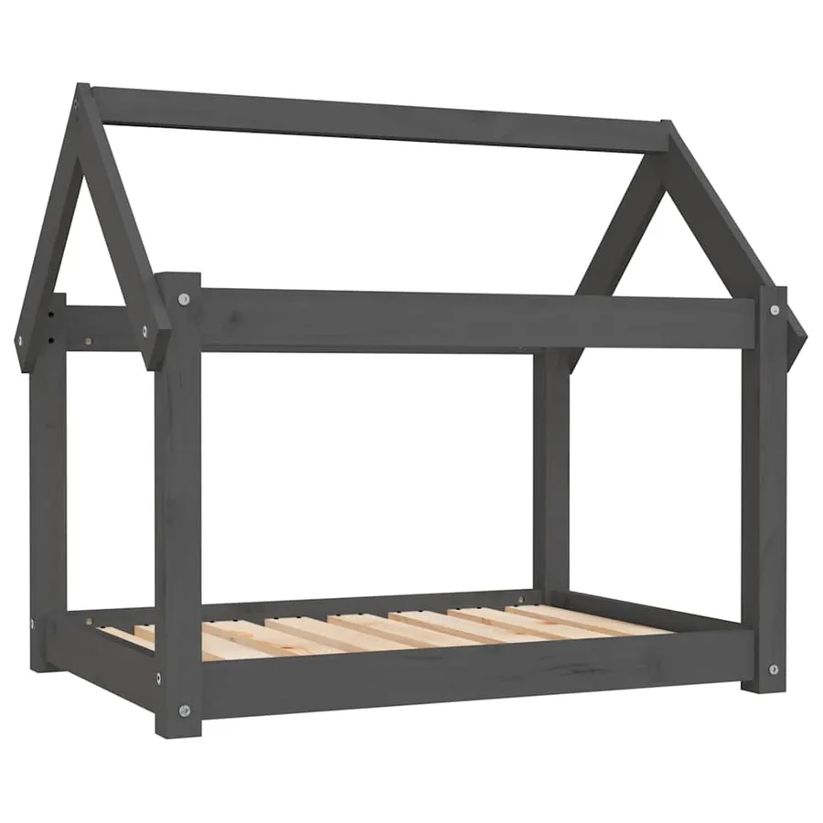 Lit pour chien Gris 81x60x70 cm Bois de pin solide - 2