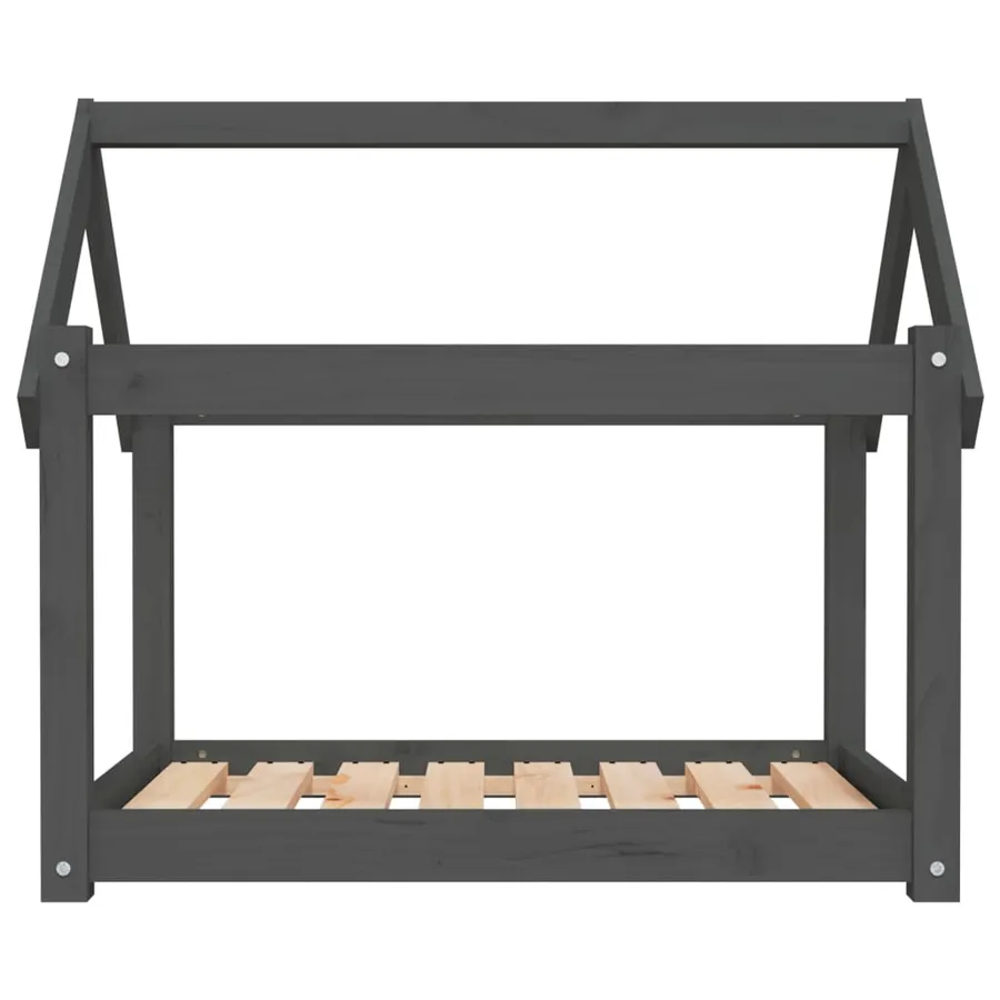 Lit pour chien Gris 81x60x70 cm Bois de pin solide - 5
