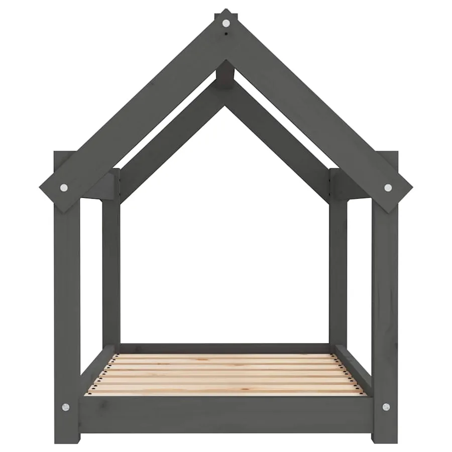 Lit pour chien Gris 81x60x70 cm Bois de pin solide - 6