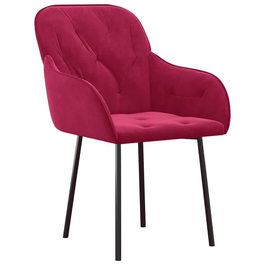 Chaises à manger lot de 2 Rouge bordeaux Velours - 3