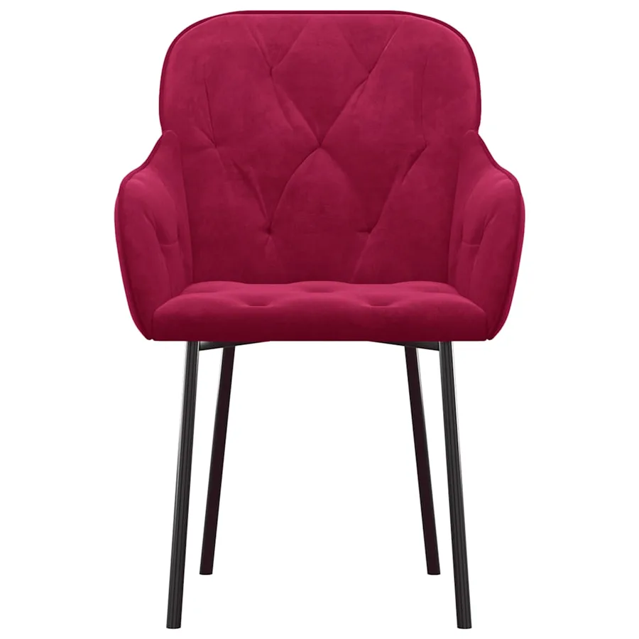 Chaises à manger lot de 2 Rouge bordeaux Velours - 4