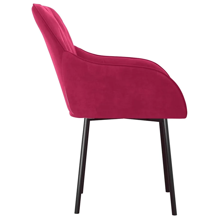 Chaises à manger lot de 2 Rouge bordeaux Velours - 5