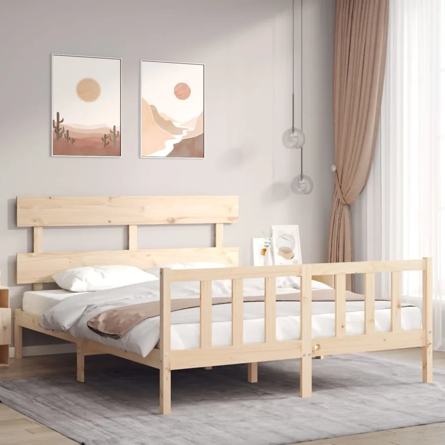 Cadre de lit sans matelas 160x200 cm bois massif de pin