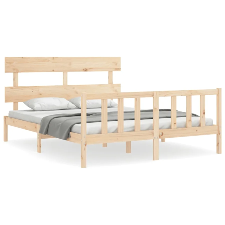 Cadre de lit sans matelas 160x200 cm bois massif de pin - 2