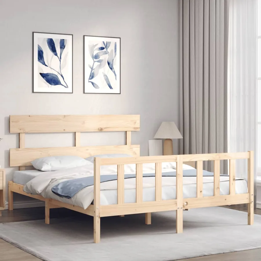 Cadre de lit sans matelas 160x200 cm bois massif de pin - 3