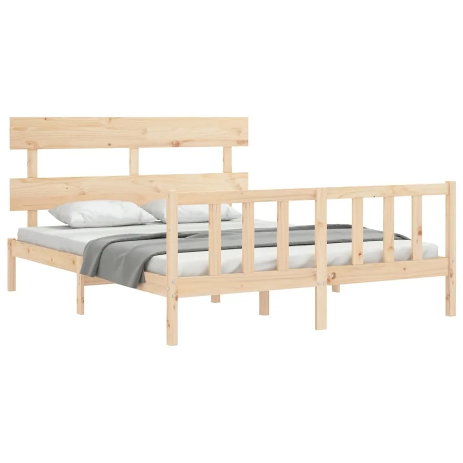 Cadre de lit sans matelas 160x200 cm bois massif de pin - 4