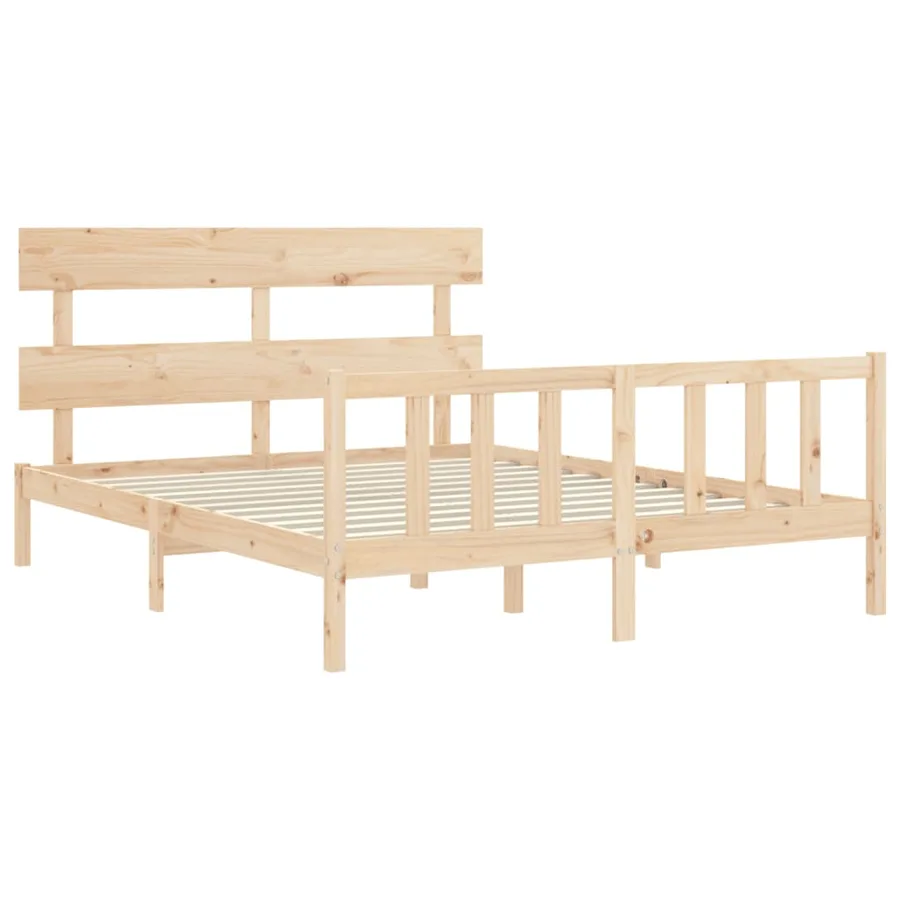 Cadre de lit sans matelas 160x200 cm bois massif de pin - 5