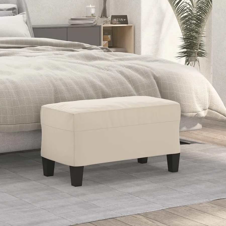 Banc Crème 70x35x41 cm Tissu microfibre