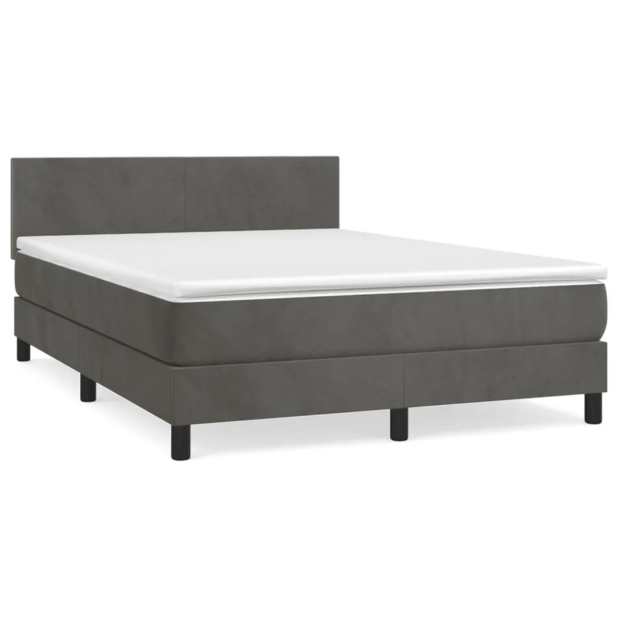 Sommier à lattes de lit et matelas Gris foncé 140x200cm Velours - 2