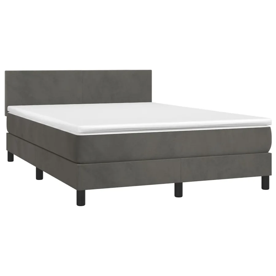 Sommier à lattes de lit et matelas Gris foncé 140x200cm Velours - 3